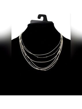 Silver Tone Multi Strand Necklace by Metal NWT 18"